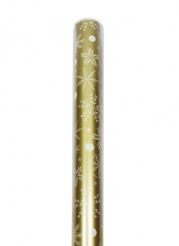 Geschenkpapier Weihnachtsmotive Schneeflocke 70cmx2m, gold, weiss
